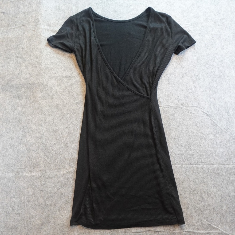 Rag and Bone Dress Women Extra Small Black Wrap Textured Mini LBD Simple TShirt - Picture 2 of 10